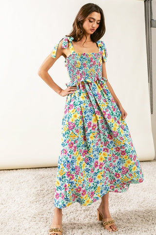 BiBi Floral Ruffle Trim Smocked Cami Dress - MOD&SOUL - Contemporary Women's Clothing