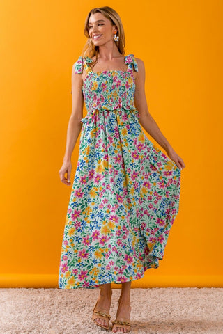 BiBi Floral Ruffle Trim Smocked Cami Dress - MOD&SOUL - Contemporary Women's Clothing