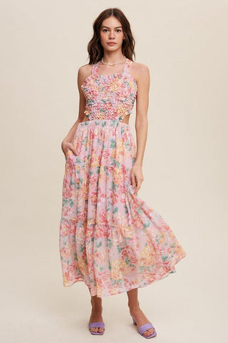 Floral Bubble Textured Maxi Dress - MOD&SOUL - Contemporary Women's Clothing