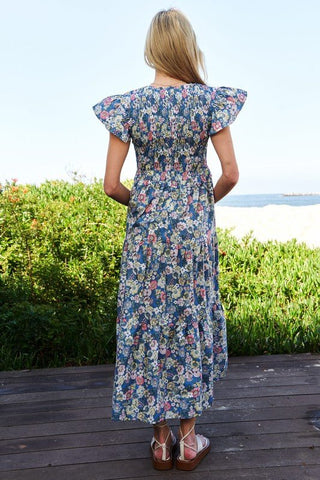 Floral Flutter Sleeve Midi Dress - MOD&SOUL - Contemporary Women's Clothing