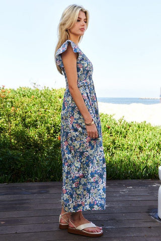 Floral Flutter Sleeve Midi Dress - MOD&SOUL - Contemporary Women's Clothing