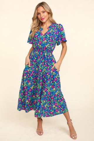 Floral Short Sleeve Dress with Pockets - MOD&SOUL - Contemporary Women's Clothing