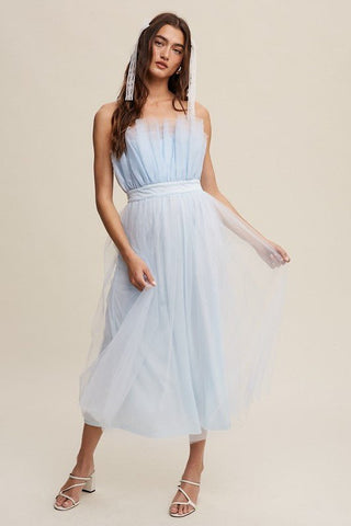 Frill Tulle Maxi Dress - MOD&SOUL - Contemporary Women's Clothing