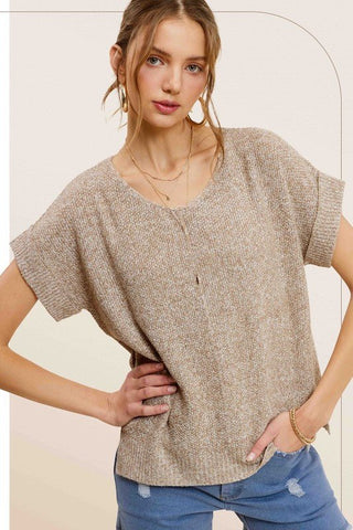 Soft Lightweight V-Neck Short Sleeve Sweater Top - MOD&SOUL - Contemporary Women's Clothing