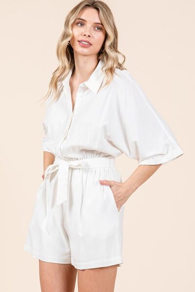 White Linen Romper main image 1