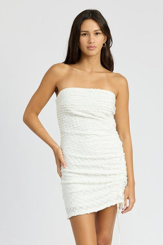White Ruched Mini Dress - MOD&SOUL - Contemporary Women's Clothing