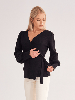Black Wrap Sweater - MOD&SOUL - Contemporary Women's Clothing