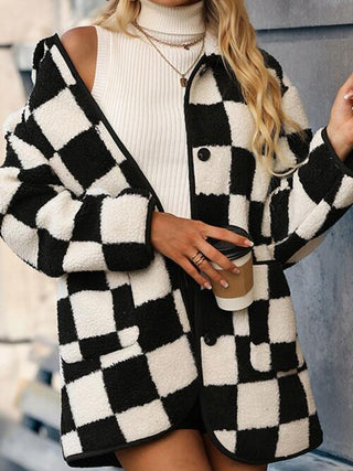 Checkered Sherpa Coat - MOD&SOUL - Contemporary Women's Clothing