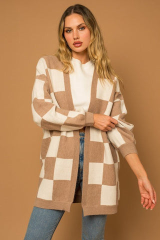 Checkered Sweater Cardigan - MOD&SOUL - Contemporary Women's Clothing