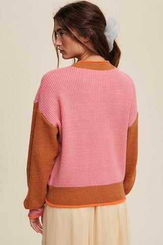 Color Block Ribbed Knit Sweater - MOD&SOUL - Contemporary Women's Clothing