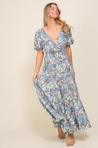 Floral Flutter Sleeve Maxi Dress - Dress - TIMING - MOD&SOUL
