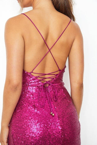 Fuchsia Sequin Bodycon Dress - Dress - One and Only Collective Inc - MOD&SOUL