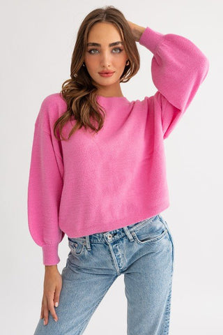 Fuzzy Sweater with Back Ruching - MOD&SOUL - Contemporary Women's Clothing