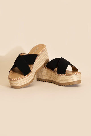 Raffia Platform Slides - Shoes - Fortune Dynamic - MOD&SOUL