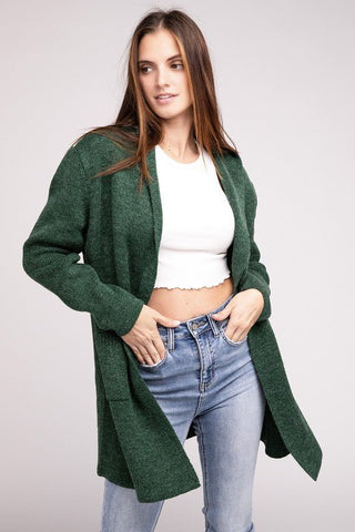 Hooded Open Front Sweater Cardigan - MOD&SOUL - Contemporary Women's Clothing
