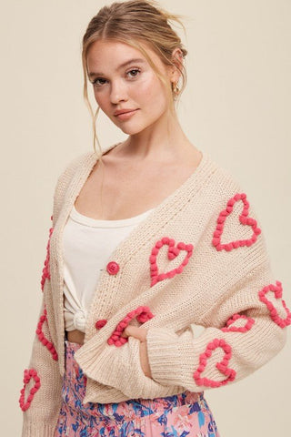 Lots of Love Knit Copped Heart Cardigan - Outerwear - Listicle - MOD&SOUL