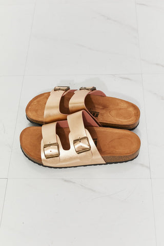 Double-Banded Slide Sandal in Gold -  - Trendsi - MOD&SOUL