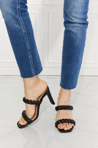 Double Braided Block Heel Sandal in Black -  - Trendsi - MOD&SOUL
