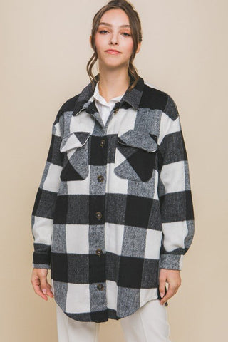 Plaid Bust Pocket Shacket - MOD&SOUL - Contemporary Women's Clothing