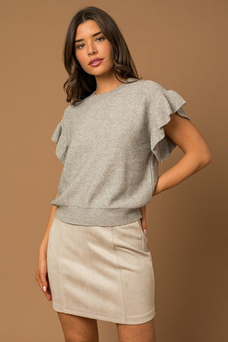 Ruffle Sleeve Knit Top - MOD&SOUL - Contemporary Women's Clothing