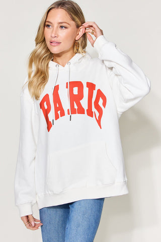 Simply Love Full Size PARIS Long Sleeve Drawstring Hoodie - MOD&SOUL - Contemporary Women's Clothing