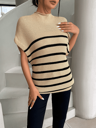 Striped Ribbed Knit Sweater - MOD&SOUL - Contemporary Women's Clothing