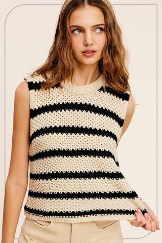Striped Sleeveless Knit Top - MOD&SOUL - Contemporary Women's Clothing