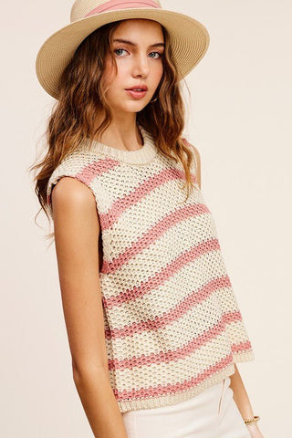 Striped Sleeveless Knit Top - MOD&SOUL - Contemporary Women's Clothing