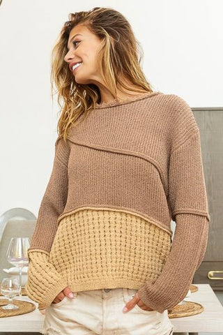 Texture Contrast Sweater - MOD&SOUL - Contemporary Women's Clothing