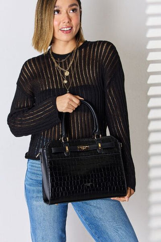 Textured Vegan Leather Handbag - MOD&SOUL - Contemporary Women's Clothing
