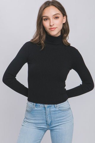 Turtleneck Ribbed Knit Sweater Top - MOD&SOUL - Contemporary Women's Clothing