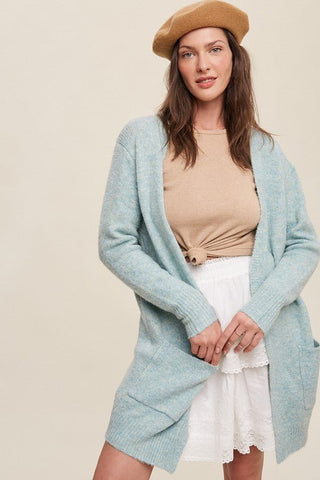 Two Pocket Open-Front Long Knit Cardigan - Outerwear - Listicle - MOD&SOUL