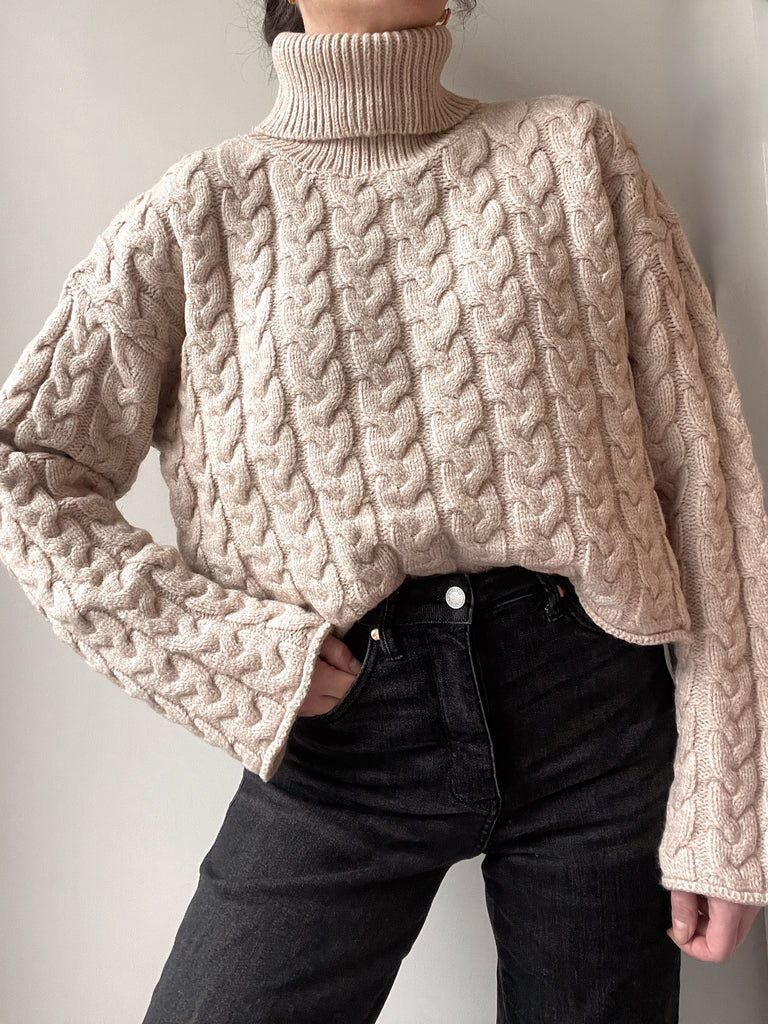 Turtleneck Side Slit Tunic Sweater