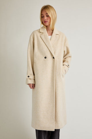 Cream Lapel Collar Coat