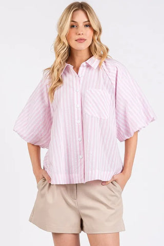 Pink Puff Sleeve Shirt
