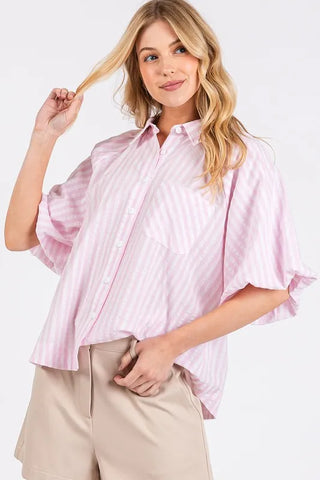 Pink Puff Sleeve Shirt