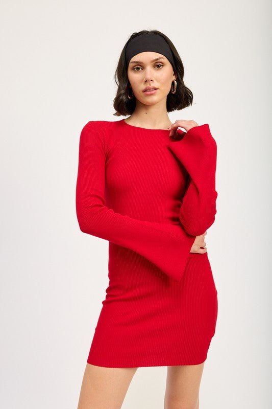 mod clothes dresses Back Cutout Long Sleeve Mini Dress – MOD&SOUL
