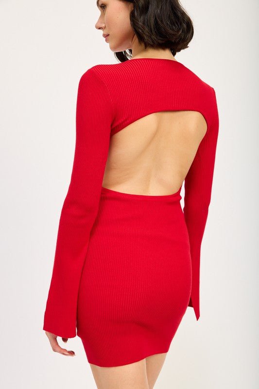 Back Cutout Long Sleeve Mini Dress MOD&SOUL - Contemporary Women's Clothing Back Cutout Long Sleeve Mini Dress MOD&SOUL - Contemporary Women's Clothing
