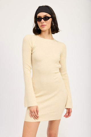 Back Cutout Long Sleeve Mini Dress MOD&SOUL - Contemporary Women's Clothing Back Cutout Long Sleeve Mini Dress MOD&SOUL - Contemporary Women's Clothing