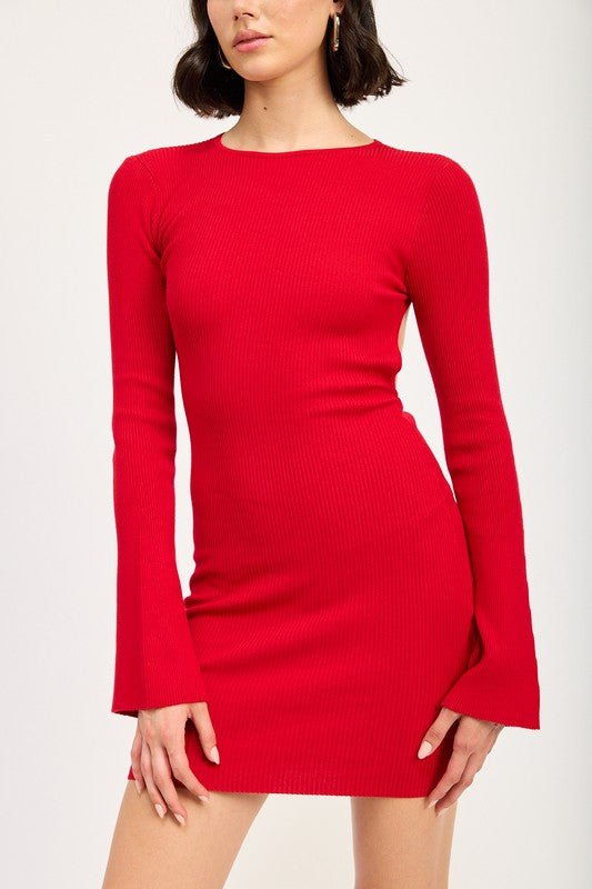 Back Cutout Long Sleeve Mini Dress MOD&SOUL - Contemporary Women's Clothing Back Cutout Long Sleeve Mini Dress MOD&SOUL - Contemporary Women's Clothing
