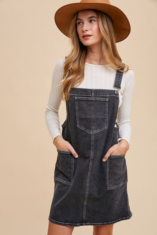 Black Denim Overall Dress Cute Denim Mini Dress Mod Soul