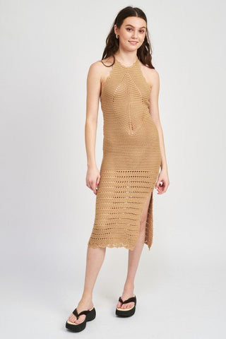 Crochet Halter Midi Dress - MOD&SOUL - Contemporary Women's Clothing
