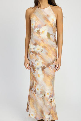Halter Neck Floral Maxi Dress - MOD&SOUL - Contemporary Women's Clothing