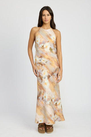 Halter Neck Floral Maxi Dress - MOD&SOUL - Contemporary Women's Clothing