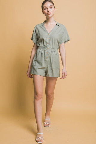 Linen Button Down Romper - MOD&SOUL - Contemporary Women's Clothing