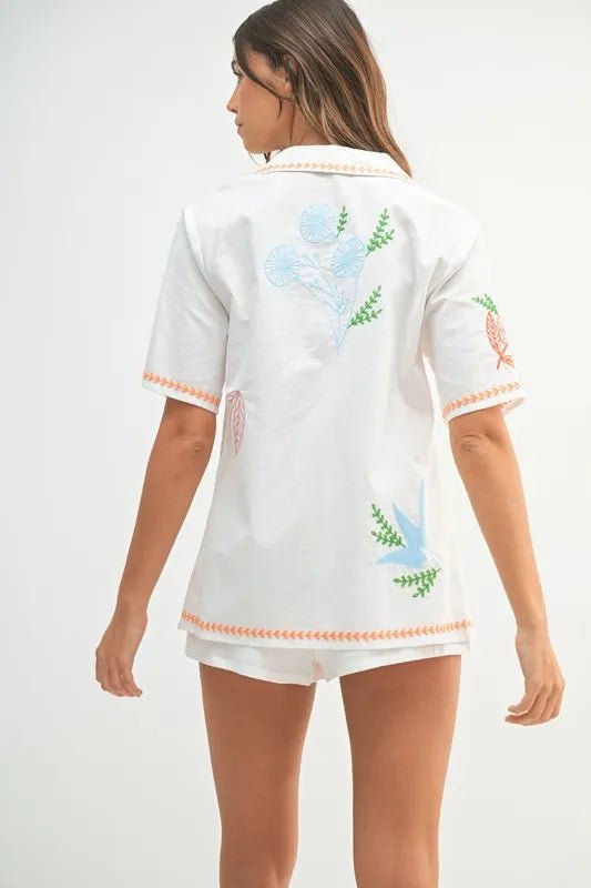 Embroidered Button Down Shirt and Shorts Set – MOD&SOUL
