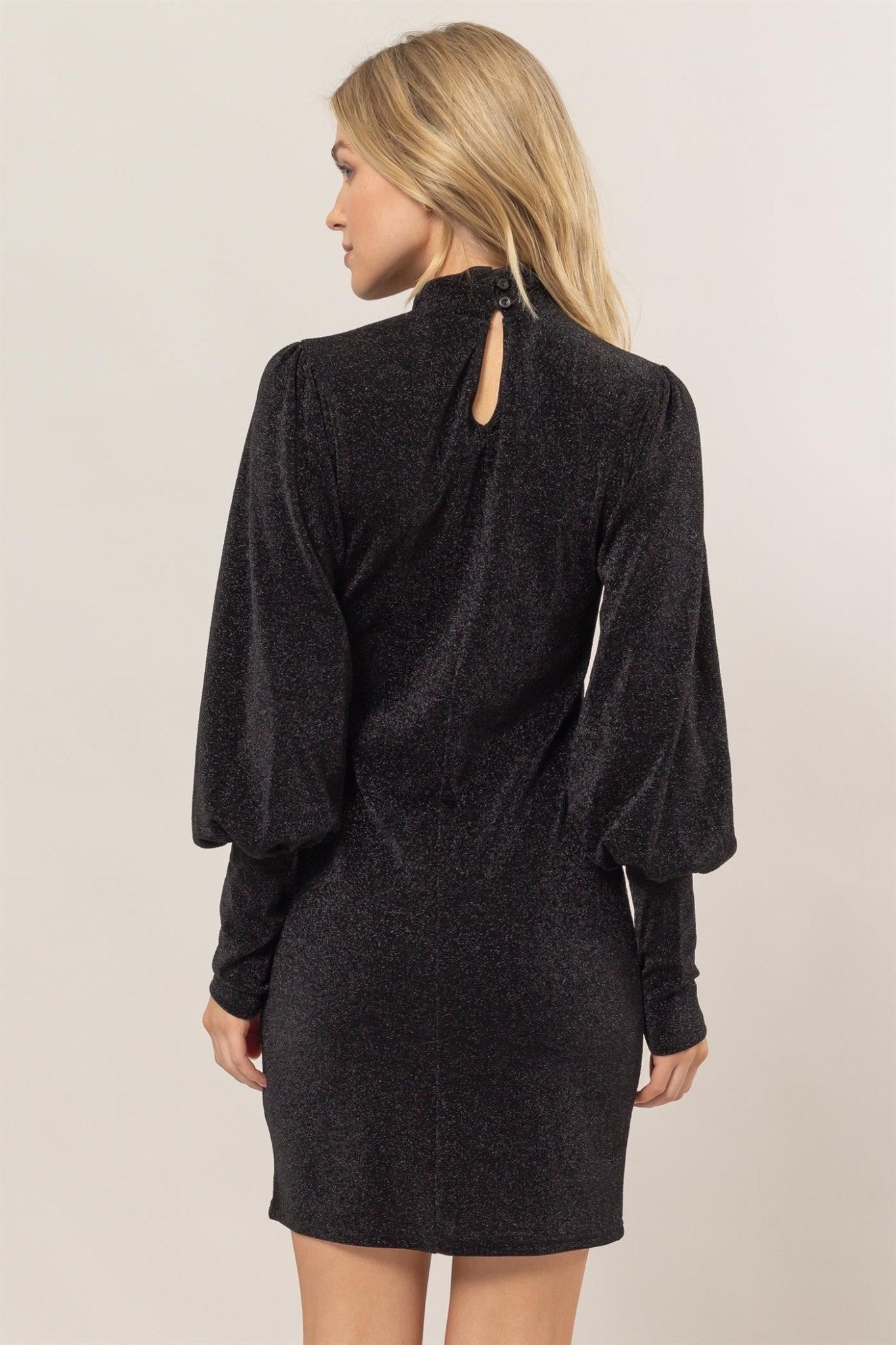 Metallic Mock Neck Mini Dress | Black Long Sleeve Mini Dress MOD&SOUL - Contemporary Women's Clothing Metallic Mock Neck Mini Dress | Black Long Sleeve Mini Dress MOD&SOUL - Contemporary Women's Clothing