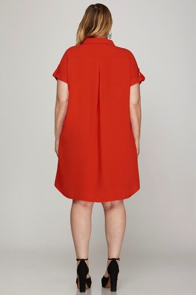 plus size red shirt dress Final Sale Plus Size Shirt Dress with Tie in Red