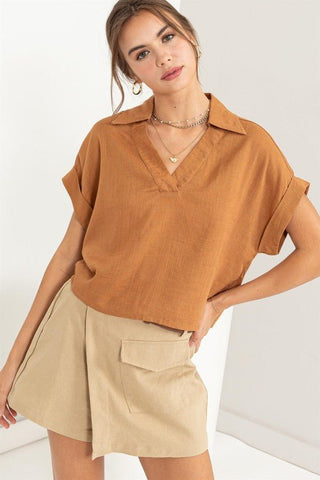Short Sleeve Linen Top - MOD&SOUL - Contemporary Women's Clothing