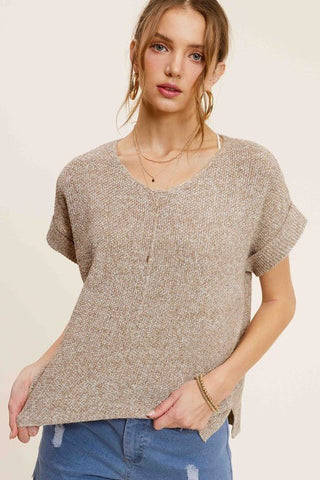 Soft Lightweight V-Neck Short Sleeve Sweater Top - MOD&SOUL - Contemporary Women's Clothing